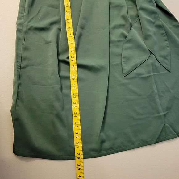 Solid Green Knotted  Sexy Sleeveless Bodycon V Neck Cami Dress, Size XL - Picture 8 of 12